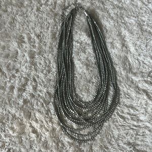 silver beaded layered necklace